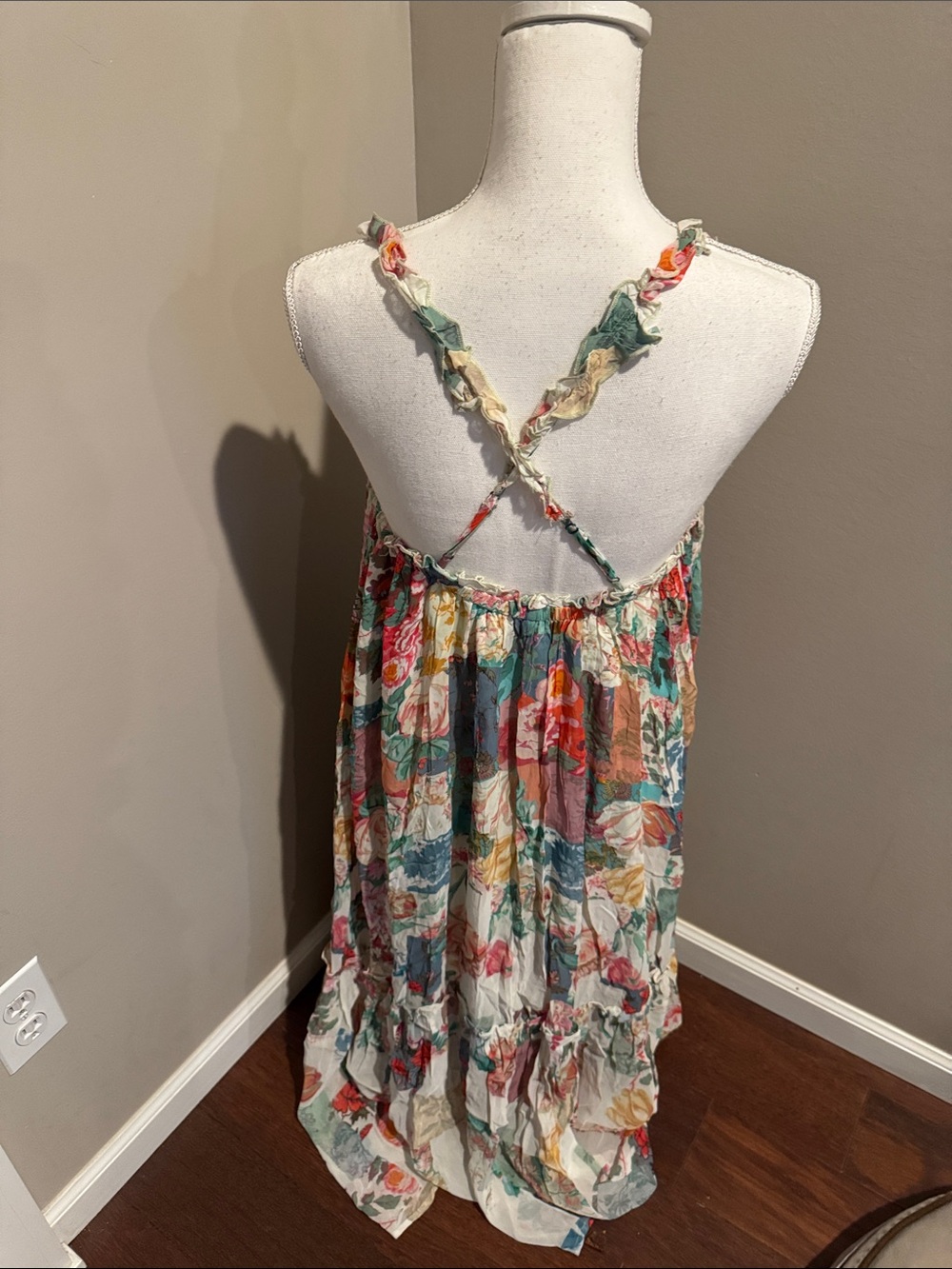 By Anthropologie NWT Chiffon Shift Patchwork Floral Midi Dress - Picture 7 of 12